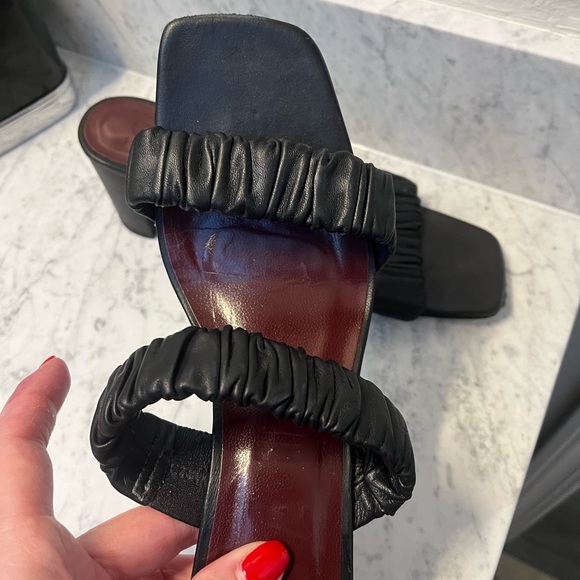 Staud Frankie Ruched High Block Heel Sandals Sz 9 - Picture 4 of 7